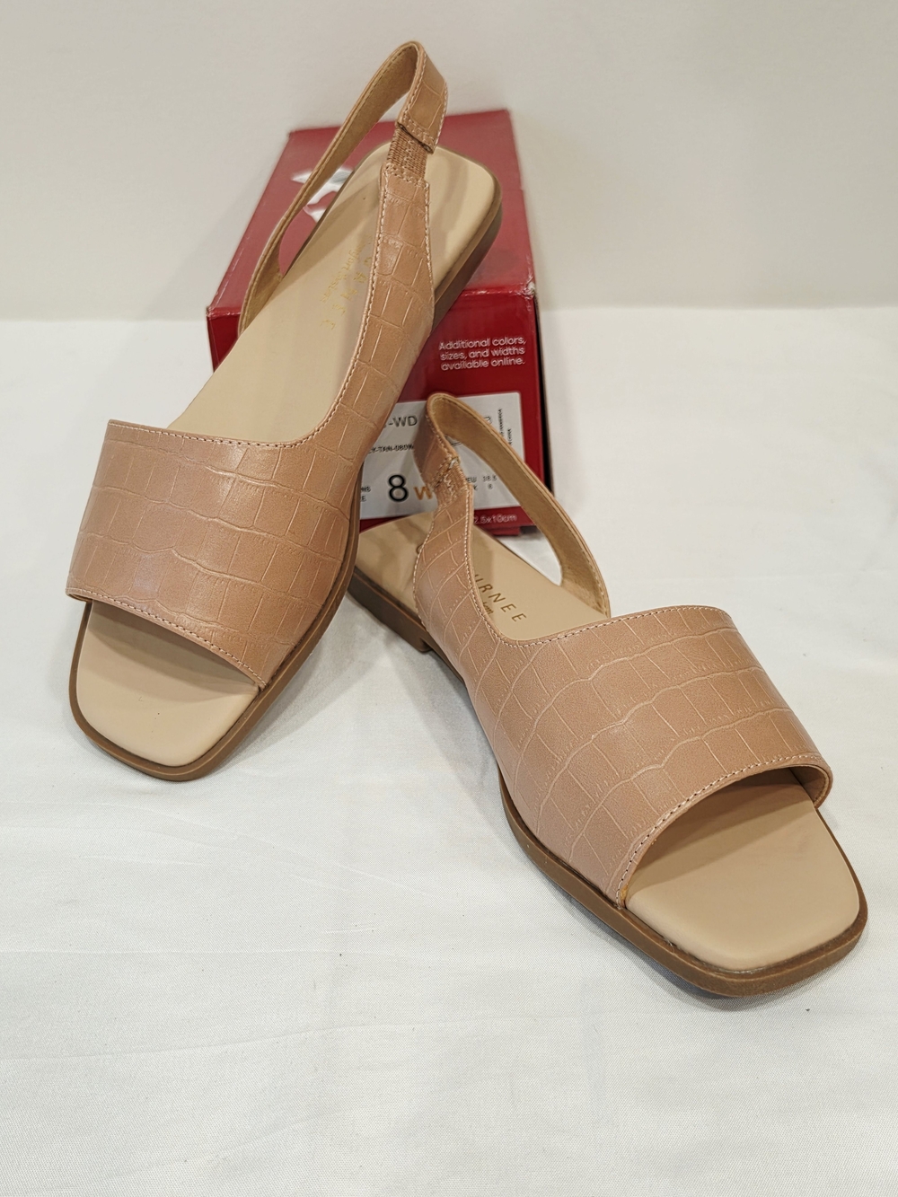 Journee Collection Brinsley Tan Croc-Embossed Slingback Sandals US Wide Size 8